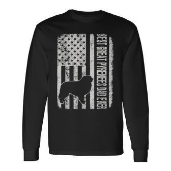 Best Great Pyrenees Dad Ever American Flag Long Sleeve T-Shirt - Monsterry AU
