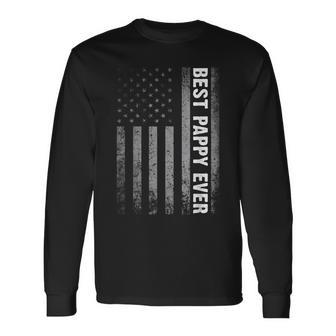 Best Pappy Ever Vintage American Flag Fathers Day Christmas Long Sleeve T-Shirt - Seseable