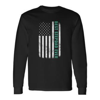 Best Stepdad Ever Vintage American Flag Tee Fathers Day Long Sleeve T-Shirt T-Shirt | Mazezy