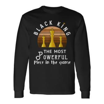 Black King The Most Powerful Piece In The Game Men Boy V3 Long Sleeve T-Shirt - Seseable