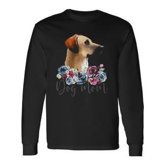 Black Mouth Cur Dog Mom Floral Long Sleeve T-Shirt T-Shirt