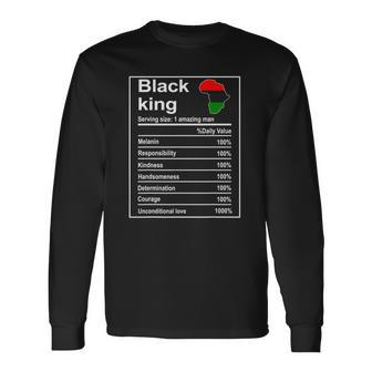 Black History Month African Black King Nutrition Facts Long Sleeve T-Shirt T-Shirt | Mazezy