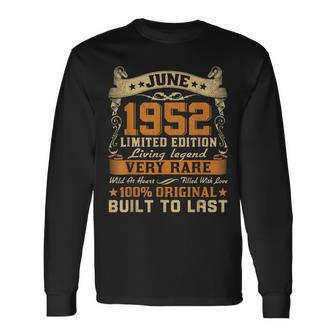 Born In June 1952 Birthday Party Retro Vintage June 1952 Long Sleeve T-Shirt - Seseable