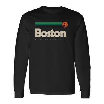 Boston Basketball B-Ball Massachusetts Green Retro Boston Long Sleeve T-Shirt T-Shirt | Mazezy