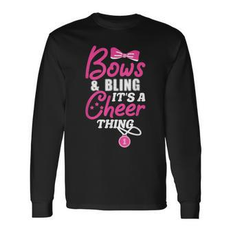 Bows And Bling Its A Cheer Thing Youth Team Cute Cheerleader Long Sleeve T-Shirt - Seseable