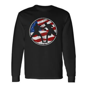Boxing American Flag Usa Boxer Vintage Boxing Long Sleeve T-Shirt T-Shirt | Mazezy