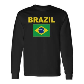 Brazil Brasil Flag Brazilian Flags Jacket Long Sleeve T-Shirt | Mazezy