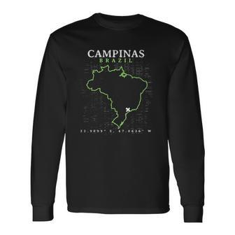 Brazil Campinas Coordinates Vintage Brazilian Long Sleeve T-Shirt | Mazezy