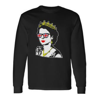 British Elizabeth Ii Union Jack Sunglasses Meme Long Sleeve T-Shirt T-Shirt | Mazezy