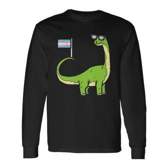 Brontosaurus Dinosaur Dino Lgbt Transgender Trans Pride Long Sleeve T-Shirt T-Shirt | Mazezy CA