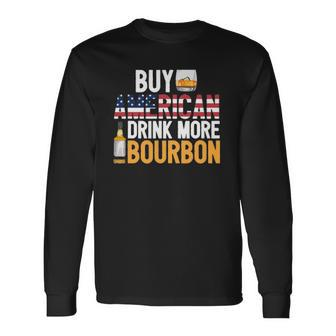 Buy American Drink More Bourbon Whiskey Drinking Long Sleeve T-Shirt T-Shirt | Mazezy UK