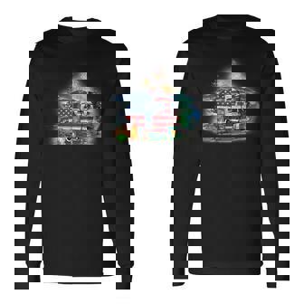 Camping 4Th Of July Camper Rv Car Camping American Flag Long Sleeve T-Shirt - Seseable