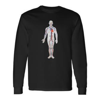Cardiovascular Circulatory System Labeled Diagram Long Sleeve T-Shirt | Mazezy
