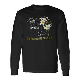 Childhood Cancer Awareness Faith Hope Love Awareness Long Sleeve T-Shirt T-Shirt | Mazezy