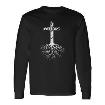 Christian Cross Roots Faith Long Sleeve T-Shirt T-Shirt | Mazezy