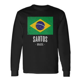 City Of Santos Brazil Br Brazilian Flag Merch Graphic Long Sleeve T-Shirt T-Shirt | Mazezy
