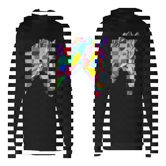 Colorful Horse With Tongue Sticking Out Long Sleeve T-Shirt - Thegiftio