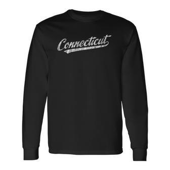 Connecticut Ct Vintage Sports Script Retro Tee Long Sleeve T-Shirt T-Shirt | Mazezy