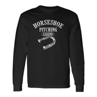Cool Horseshoe Pitching Legend Pitch Game Sport Long Sleeve T-Shirt T-Shirt | Mazezy
