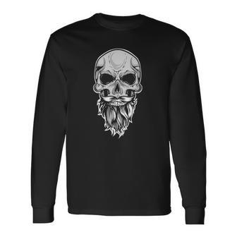 Cool Skull Costume Bald Head With Beard Skull Long Sleeve T-Shirt T-Shirt | Mazezy