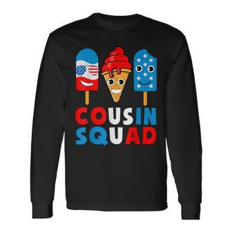 Cousin Squad 4Th Of July Cousin Crew American Flag Ice Pops Long Sleeve T-Shirt - Seseable