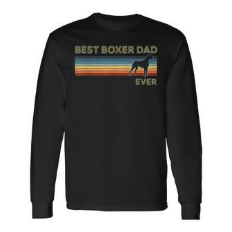 Cute Best Boxer Dog Dad Ever Retro Vintage Puppy Lover Long Sleeve T-Shirt - Thegiftio UK