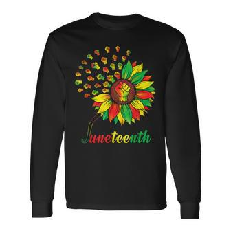 Cute Juneteenth Fist Sunflower Black African American Long Sleeve T-Shirt - Thegiftio UK