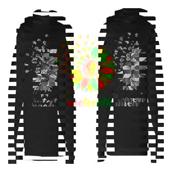 Cute Juneteenth Fist Sunflower Black African American Long Sleeve T-Shirt - Thegiftio