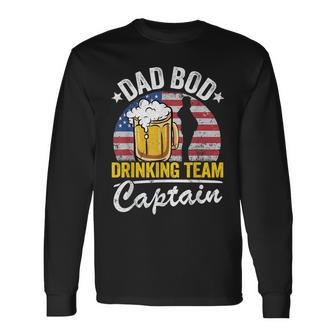 Dad Bod Drinking Team Captain American Flag 4Th Of July Beer Long Sleeve T-Shirt - Seseable
