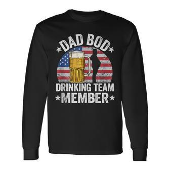Dad Bod Drinking Team Member American Flag 4Th Of July Beer Long Sleeve T-Shirt - Seseable