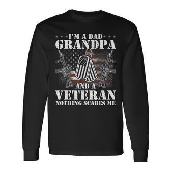 I Am A Dad Grandpa Veteran Fathers Day Long Sleeve T-Shirt T-Shirt | Mazezy