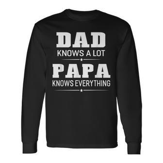 Dad Knows A Lot Papa Knows Everything Grandpa Men Long Sleeve T-Shirt - Thegiftio UK