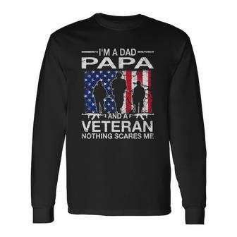 Im A Dad Papa And A Veteran For Dad Fathers Day Grandpa Long Sleeve T-Shirt T-Shirt | Mazezy