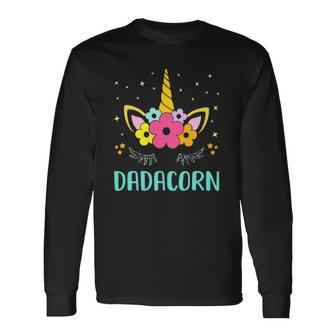 Dadacorn Dadicorn Daddycorn Unicorn Dad Fathers Day Long Sleeve T-Shirt T-Shirt | Mazezy