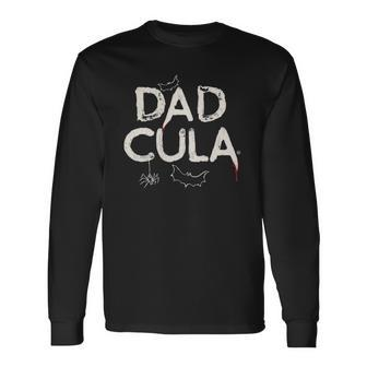 Dadcula Monster Vintage Costume Halloween Bat Dad Long Sleeve T-Shirt T-Shirt | Mazezy