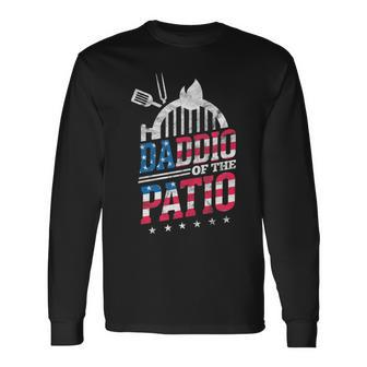 Daddio Of The Patio Usa Flag Patriotic Bbq Dad 4Th Of July Long Sleeve T-Shirt - Seseable