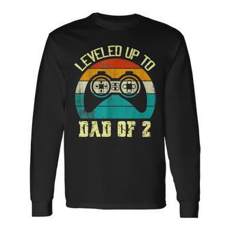 Daddy Again Leveled Up To Dad Of 2 Dad V2 Long Sleeve T-Shirt - Seseable