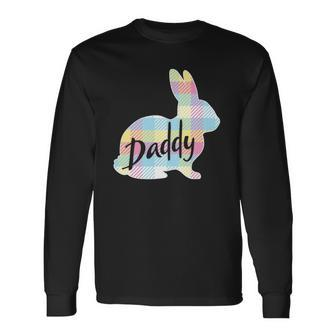 Daddy Bunny Rabbit Pastel Plaid Father Dad Easter Long Sleeve T-Shirt T-Shirt | Mazezy