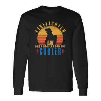 Distressed Firefighter Dad Fathers Day Fireman Long Sleeve T-Shirt T-Shirt | Mazezy