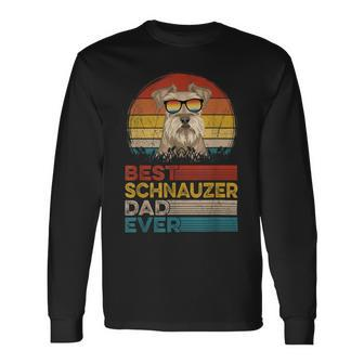 Dog Vintage Best Schnauzer Dad Ever Fathers Day Dog Dad Papa Long Sleeve T-Shirt - Seseable