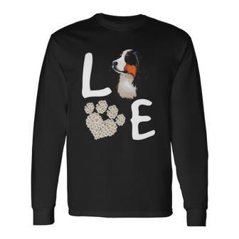 Dogs 365 Love Bernese Mountain Dog Paw Pet Rescue Long Sleeve T-Shirt T-Shirt | Mazezy