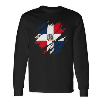 Dominican Flag Dominican Republic Long Sleeve T-Shirt T-Shirt | Mazezy