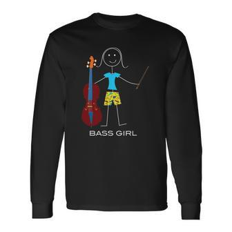 Double Bass Player Girl Bass Long Sleeve T-Shirt T-Shirt | Mazezy