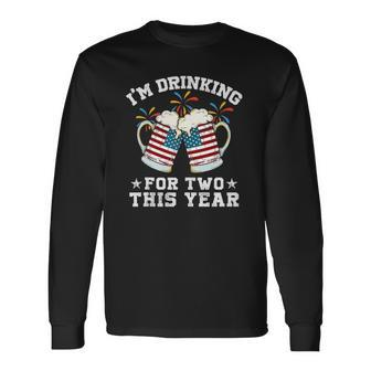 Im Drinking For Two This Year Pregnancy 4Th Of July Long Sleeve T-Shirt T-Shirt | Mazezy