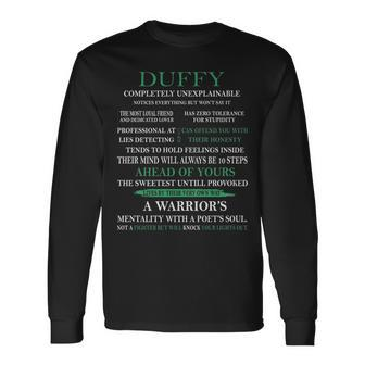 Duffy Name Duffy Completely Unexplainable Long Sleeve T-Shirt - Seseable
