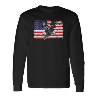 Eagle American Flag 4Th Of July Usa Merica Bird Lover Long Sleeve T-Shirt T-Shirt | Mazezy