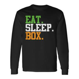 Eat Sleep Box Irish Pride Boxing Long Sleeve T-Shirt - Seseable