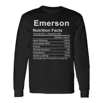 Emerson Name Emerson Nutrition Facts Long Sleeve T-Shirt - Seseable