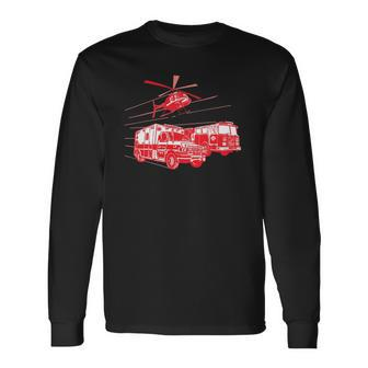 Ems Fire Rescue Truck Helicopter Cute Unique Long Sleeve T-Shirt T-Shirt | Mazezy