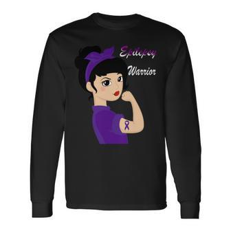 Epilepsy Warrior Strong Women Purple Ribbon Epilepsy Epilepsy Awareness V2 Unisex Long Sleeve | Favorety